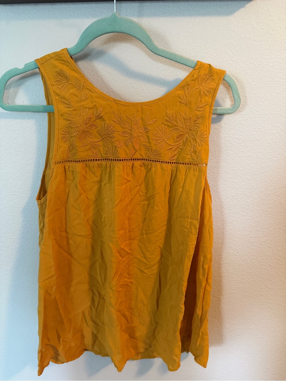 GAP Mustard Yellow Embroidered Sleeveless Blouse